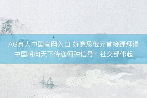 AG真人中国官网入口 好意思俄元首接踵拜谒中国将向天下传递何种信号？社交部修起