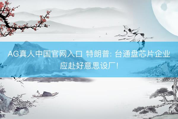 AG真人中国官网入口 特朗普: 台通盘芯片企业应赴好意思设厂!