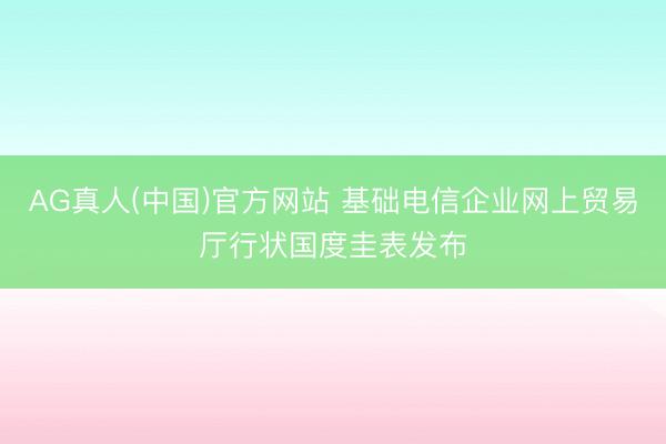 AG真人(中国)官方网站 基础电信企业网上贸易厅行状国度圭表发布