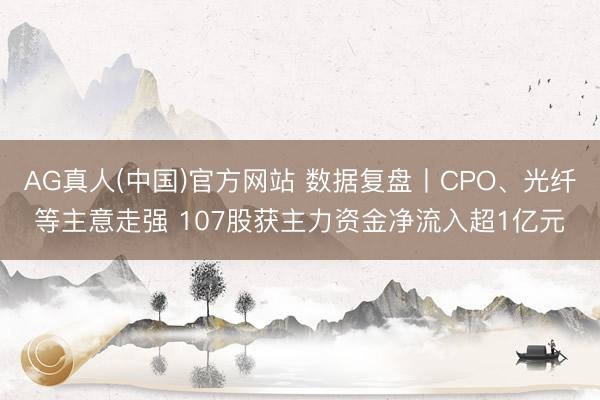AG真人(中国)官方网站 数据复盘丨CPO、光纤等主意走强 107股获主力资金净流入超1亿元